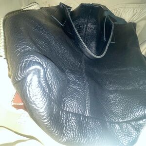 Black Leather Shoulder Bag made in ITALY